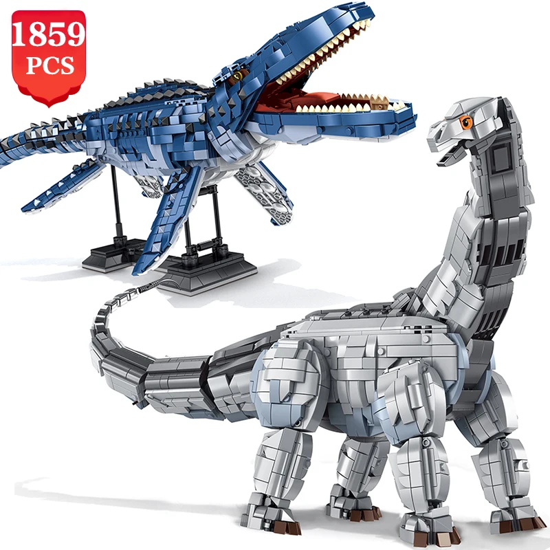 

Технические идеи, строительные блоки животное Юрского периода Park, набор динозавров, кирпичи Mosasaurus Brontosaurus, сборные игрушки, подарки для маль...