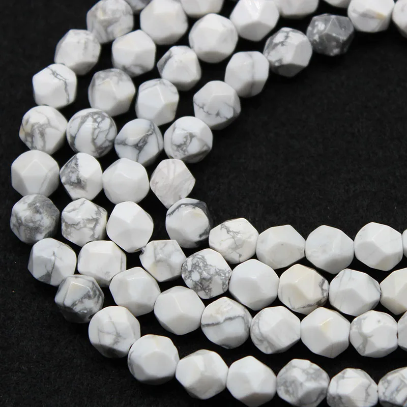 Натуральные бриллианты граненые белые бирюзы Howlite камень Свободные Круглые