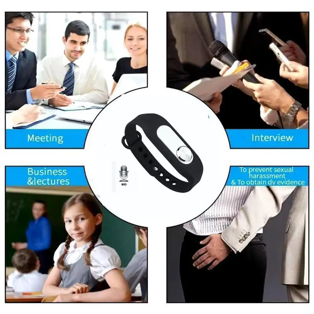 

Portable Voice Recorder USB Voice Recorder 4GB 70 Hours Meeting Recording Pen Bracelet Wristband Digital Interview Sports K1A7