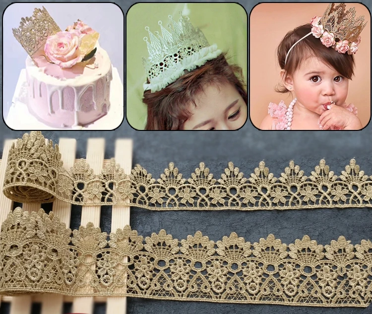 Кружевная ткань украшение золотые водорастворимые кружевные аксессуары вышивка
