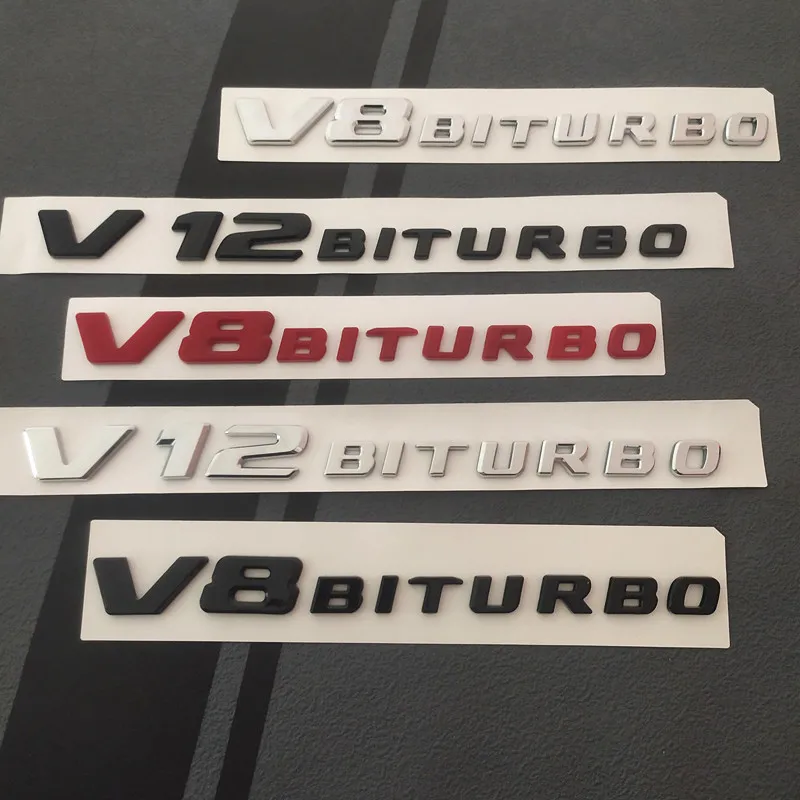 

Car Sticker ABS Badge V8 V12 BI Turbo Emblem Body Trunk Decals For Mercedes benz AMG A B C E R G Class GLK CLA GLB GLC GLA
