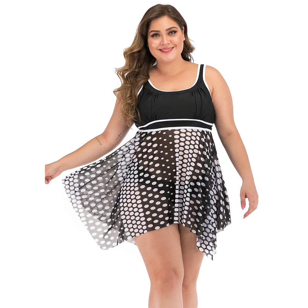 Женский купальник с винтажным принтом два предмета большой размер платье