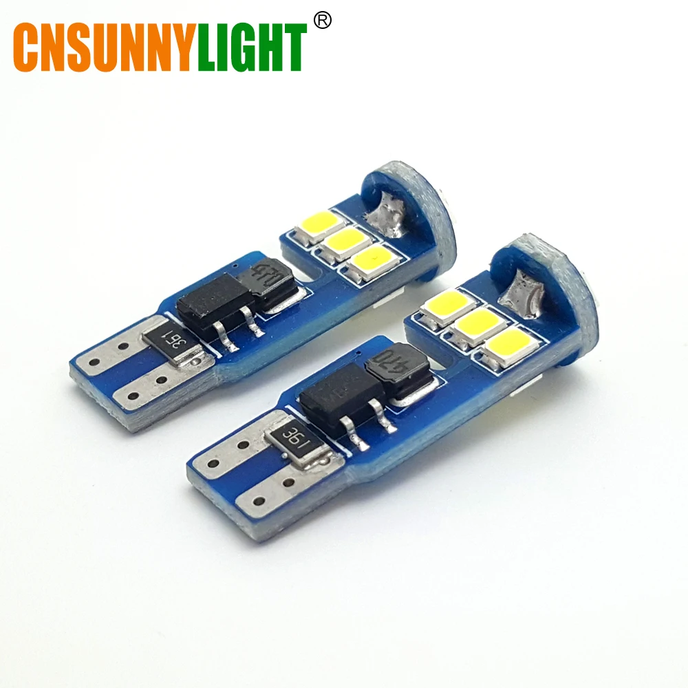 CNSUNNY светильник T10 W5W CAN шина без ошибок 2835 9SMD светодиодный лампы с клиновидным