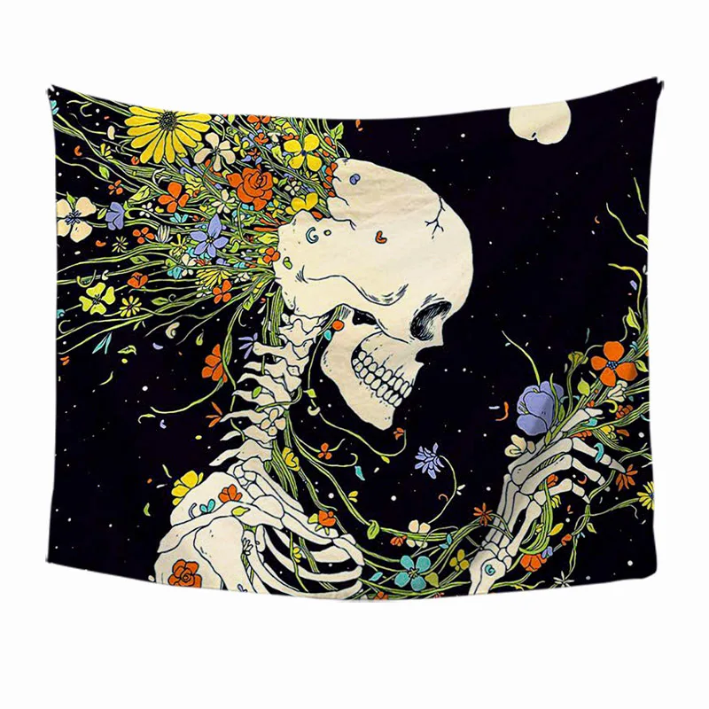 

Cross-Border Custom Bohemian Big Tree Sun Moon Skull Living Room Bedroom Dorm Tapestry Tapestry Background Fabric