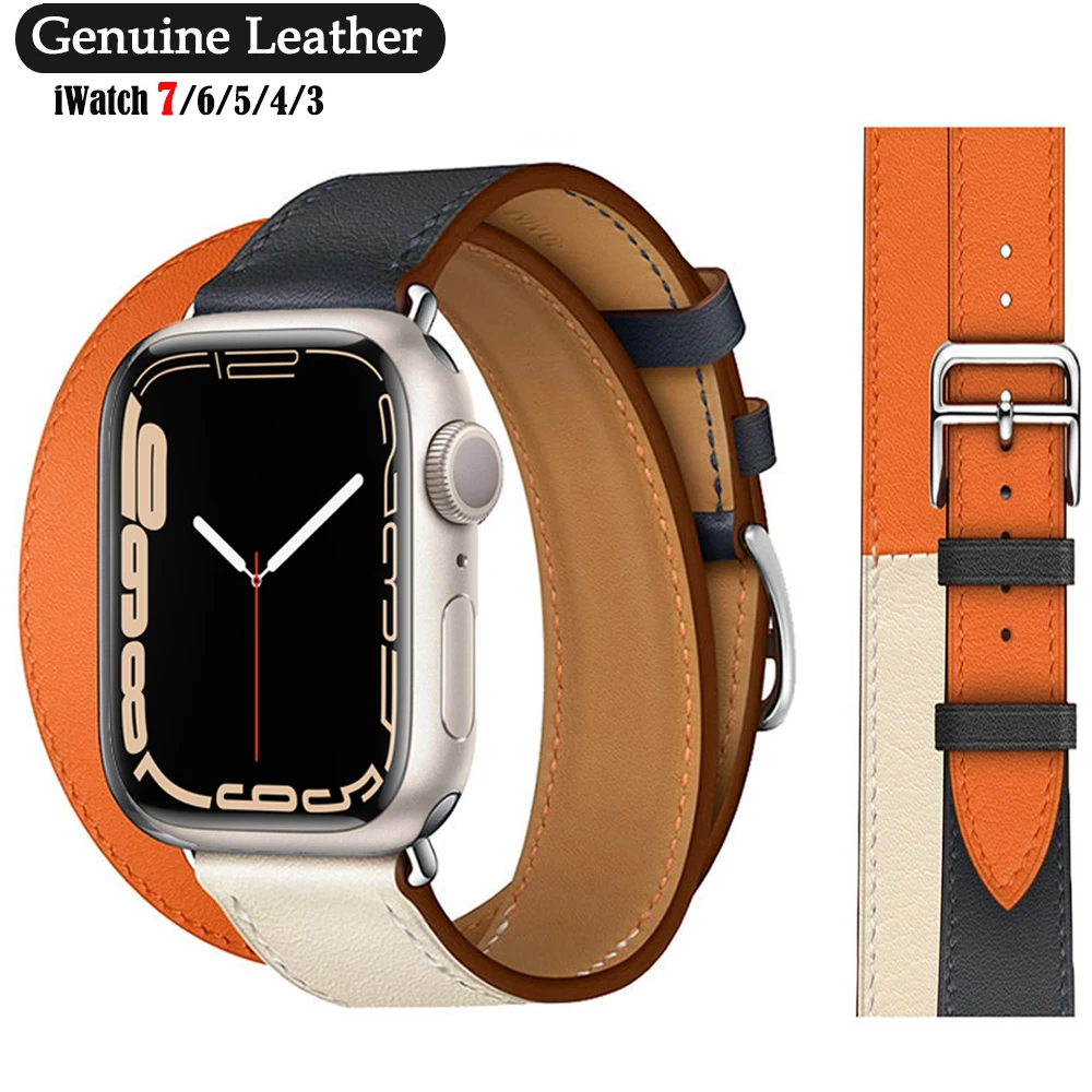 

Genuine Leather strap For Apple watch band 44mm 40mm 42mm 38mm correa wrist watchband belt bracelet for iWatch series 6 3 4 5 se