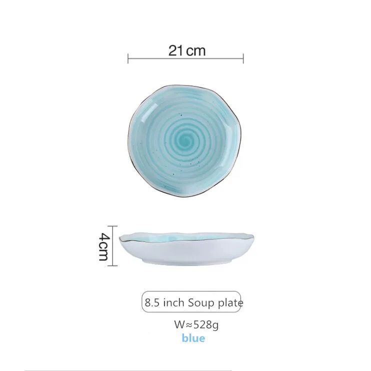 B 8.5Soup plate Керамическая кухонная тарелка в скандинавском стиле, посуда для еды, рисовый салат, лапша, миска для супа, кухонный инструмент для приготовления пищи - Цвет: B 8.5Soup plate