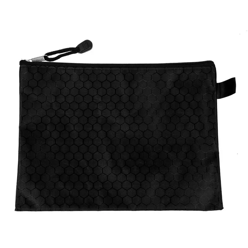 

Black Nylon Sexangle Printed A5 Paper Document Files Organizer Bag