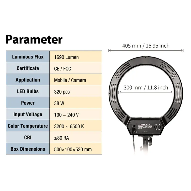 Светодиодный кольцевой светильник с регулируемой яркостью фотографический 16
