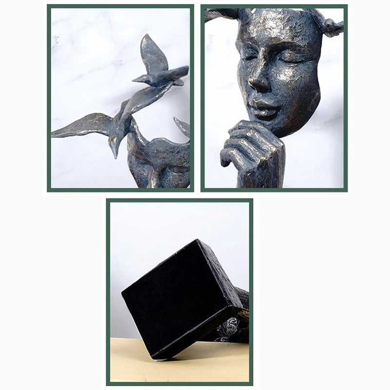 

Abstract Figurine Decoration Vintage Thinker Statue Resin Bird Head Sculpture Home Living Room Office Decor Crafts