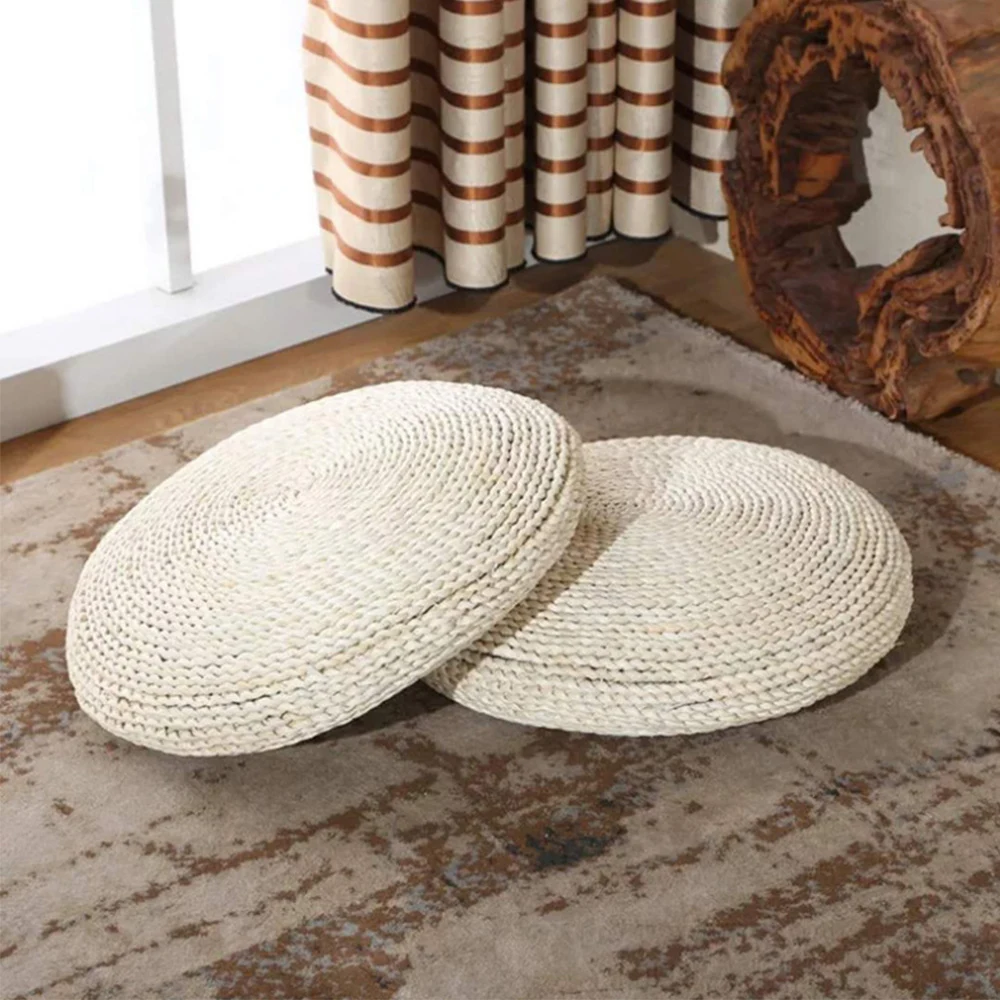 

Round Pouf Tatami Natural Rustic Floor Seat Cushion Yoga Meditation Home Decor