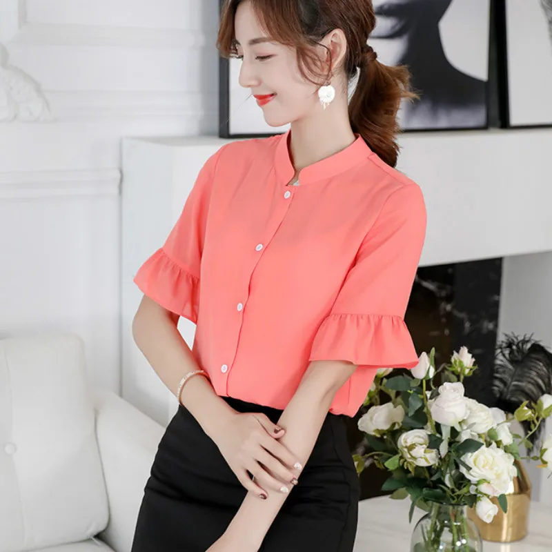 Женские однотонные рубашки простая тонкая Милая модная женская одежда в