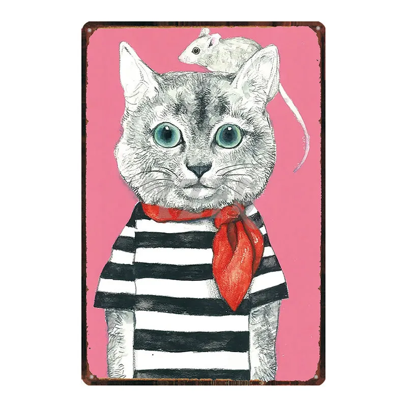 

Cat Sign Plaque Metal Vintage Pet Retro Plate For Wall Poster Bar Cafe Home Art Retro Decor Cuadros DU-2868
