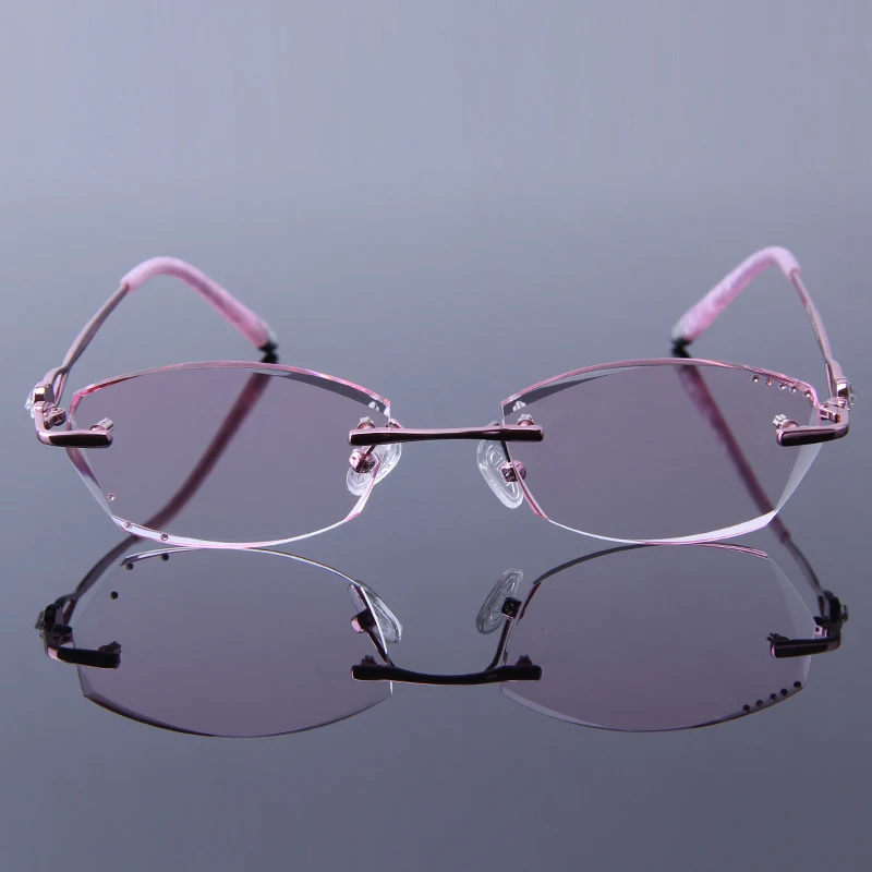Очки для чтения женские фиолетовые розовые без оправы дальнозоркости Q2610 |
