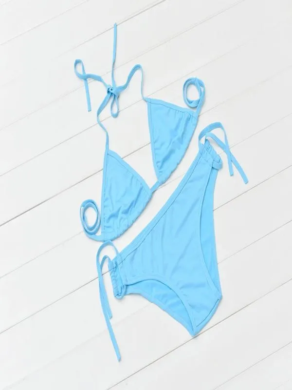 Сексуальное Бразильское бикини женский купальник комплект с пуш-ап однотонный