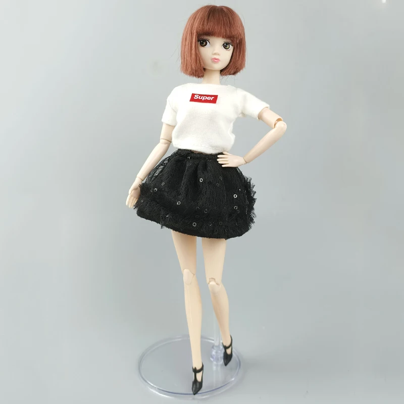 Супер кукольная одежда для кукол Барби белая футболка и черная юбка Blythe 1/6