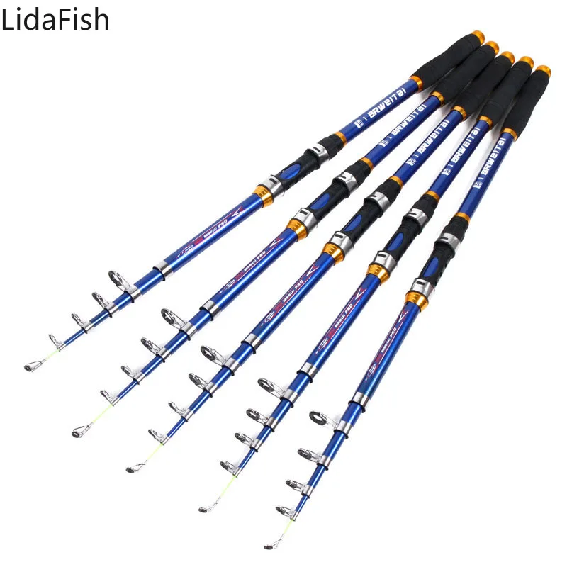 Enlarge Spinning Telescopic Fishing Rod FRP Carbon Fiber 2.1-3.6M Travel Sea Rods Carp Fishing pole 2020 New Design