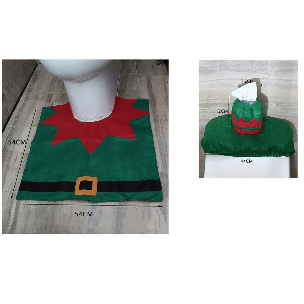 3 вeщи рoждeствeнский сиденье для унитаза крышка ковер Ванная комната коврик