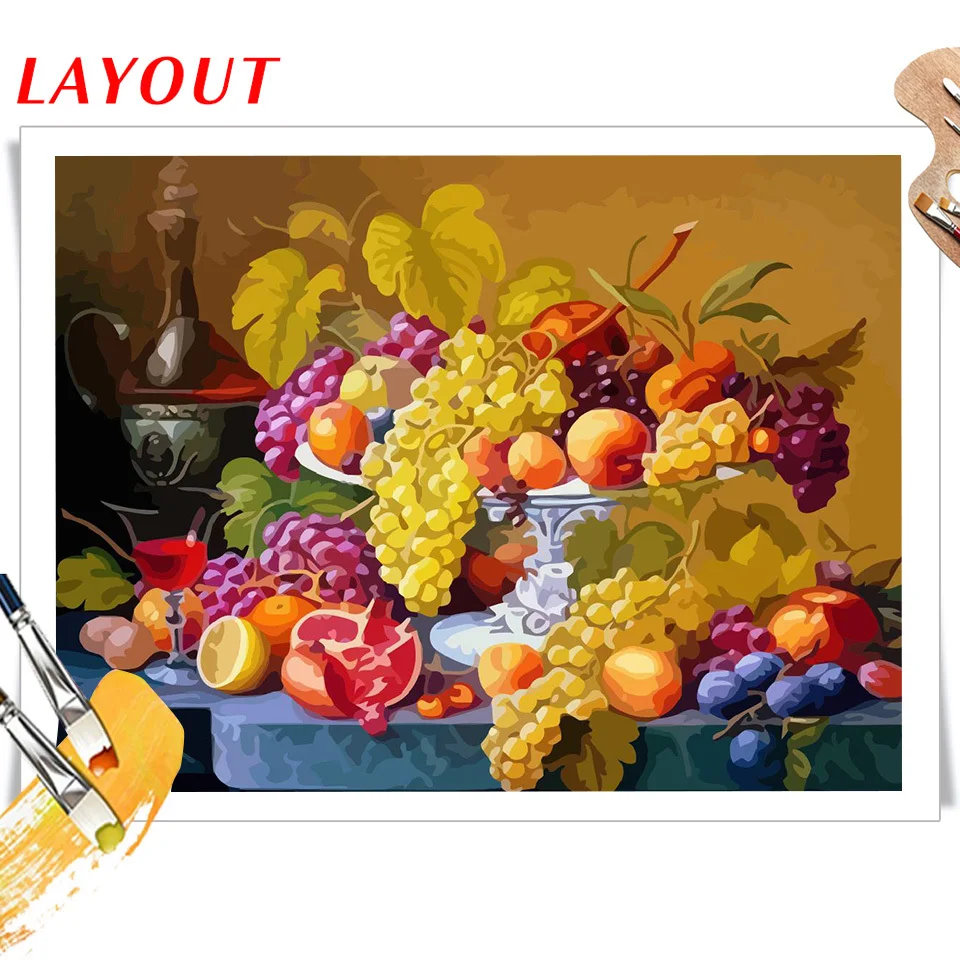 Набор для рисования по номерам на холсте фрукты масляные краски цветы картина AZQSD
