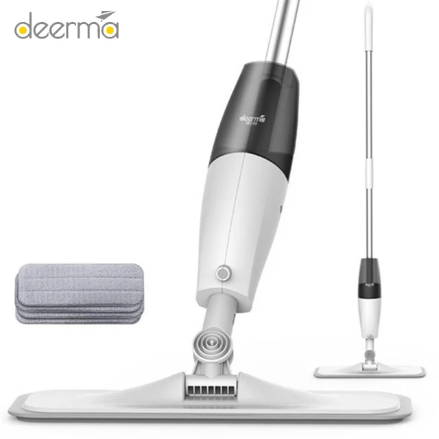 Original Deerma Water Spraying Sweeper Floor Cleaner Carbon Fiber Dust Mops 360 Rotating Rod 350ml Tank Waxing Mop | Бытовая техника