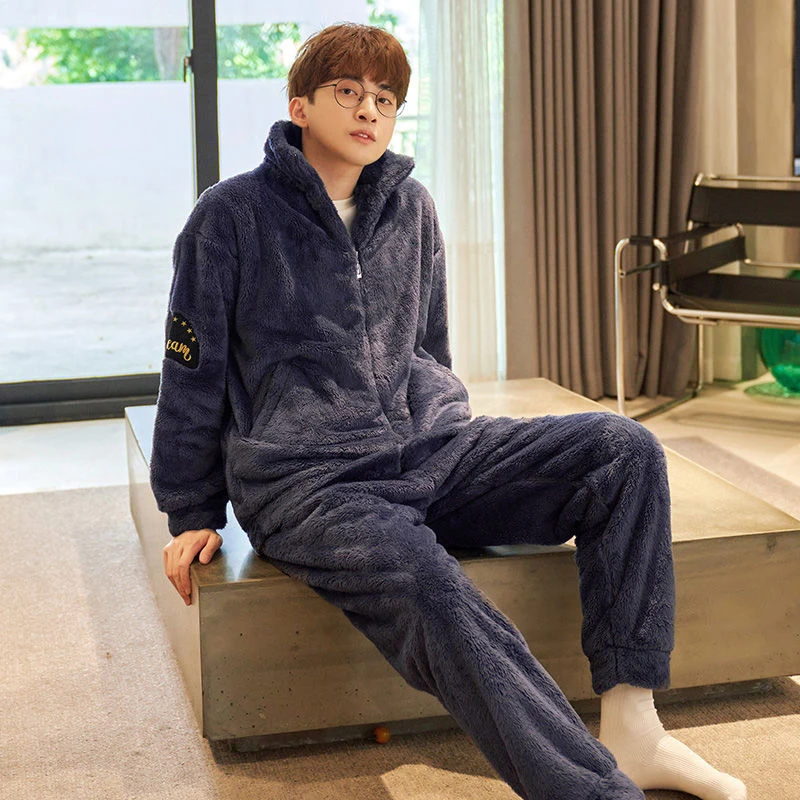 Пижама фланелевая для осени и зимы с изображением головы животного комплект из