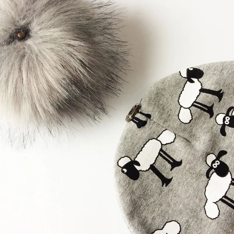 

Winter Cartoon Printing Cotton Hat Scarf With Pompon For Boys Girls Pompom Baby Caps For Kids Bonnet