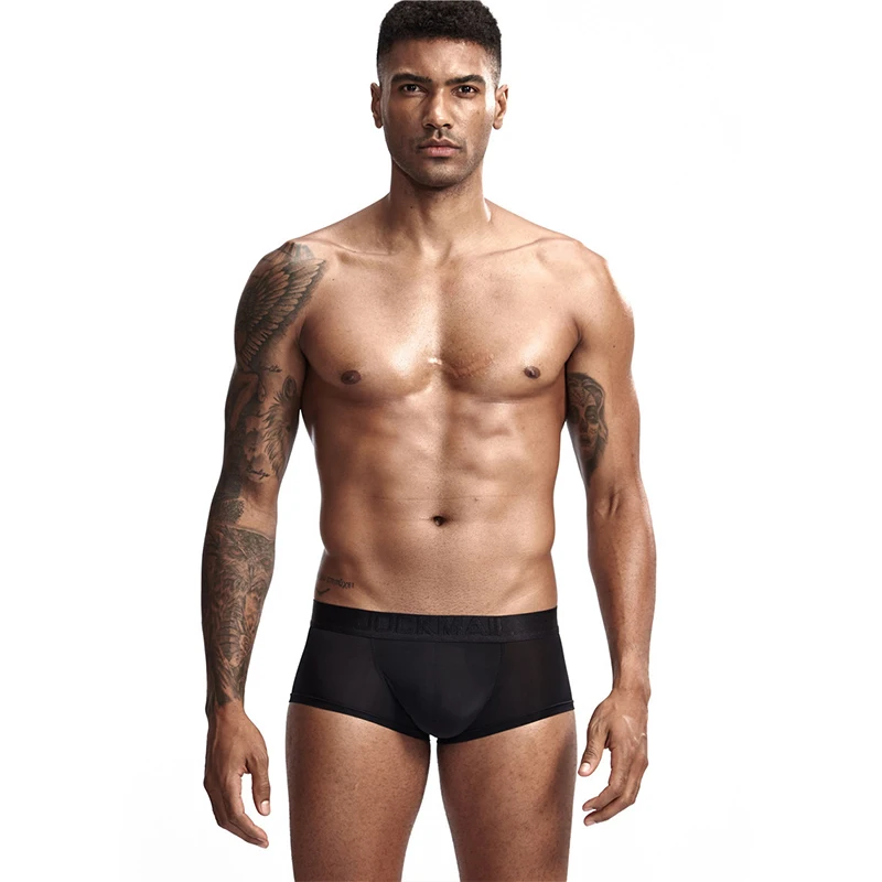 JOCKMAIL 3-pack Sexy Mens Ice Silk Underwear Boxer Shorts Mens Trunks Ice Silk Gay Male Panties Underpants Cuecas Gay Underwear