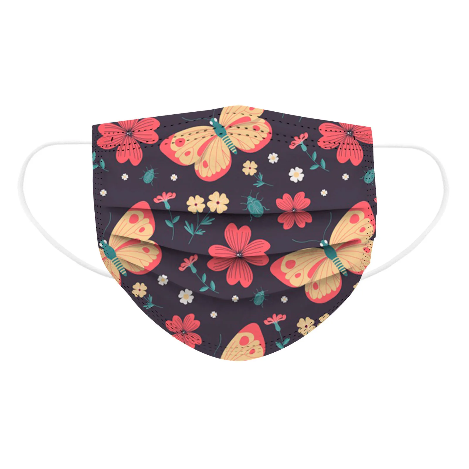 

50-100pcs Children Butterfly Print Disposable Cartoon Face Mask 3ply Ear Loop Anti-pm2.5 Breathable Face Masks Masque Enfant