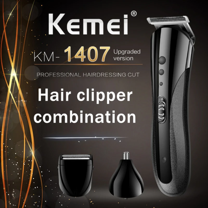 

Триммер для бороды Kemei, электрическая машинка для стрижки волос, перезаряжаемая бритва, Парикмахерская Машинка для стрижки волос, Бритва дл...