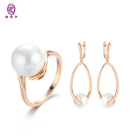 2021trend earrings ring for women wholesale white pearl jewelry set glass stones gift unusual couple rings