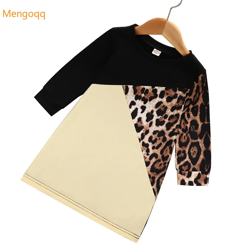 

Детское платье до колен, с леопардовым принтом