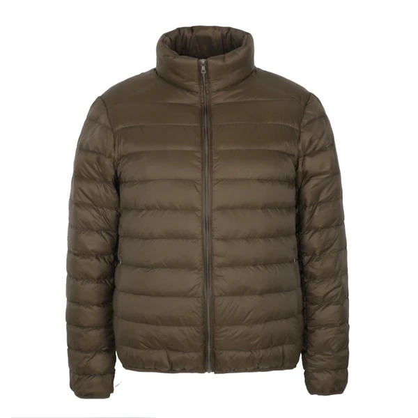 Army Green Матовый Мужской Ультра легкий пуховик стоячий воротник мягкая теплая верхняя одежда пальто с сумкой портативный - Цвет: Army Green