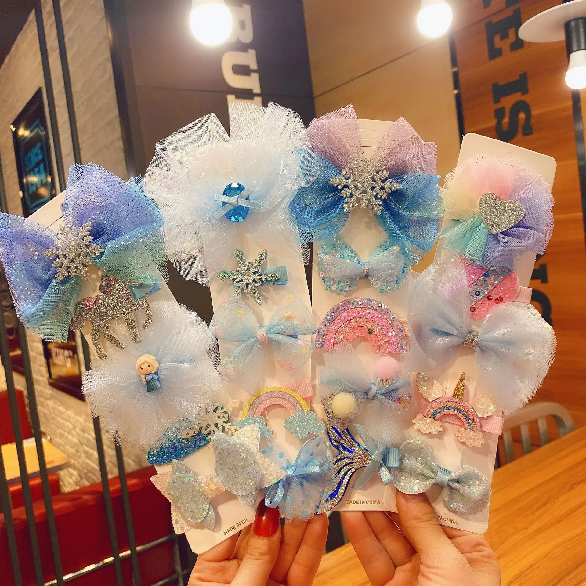 Набор милых детских заколок для волос с бантом из мультфильма аксессуары