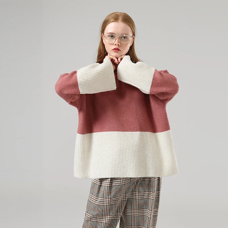 Свитер женский с длинным рукавом и высоким воротником | Женская одежда