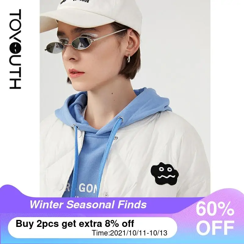 

Toyouth Women Thickening Duck Down Jackets Short Overcoat Winter Black White Warm Lightweight Coat