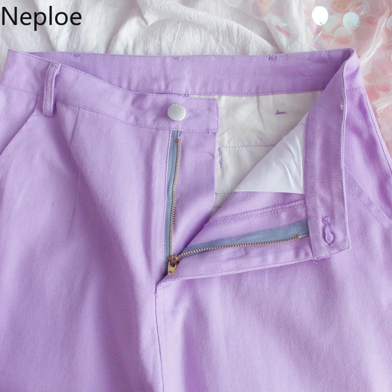 Женские джинсовые брюки с вышивкой в стиле Харадзюку японские фиолетовые