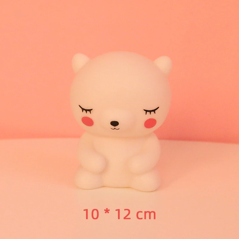 Little white bear Мультяшный Единорог, кнопочный Ночной светильник на батарейках, Детский Светильник, детская лампа для спальни, для сна, для детей, игрушки для девочек, рождественский подарок - Испускаемый цвет: Little white bear
