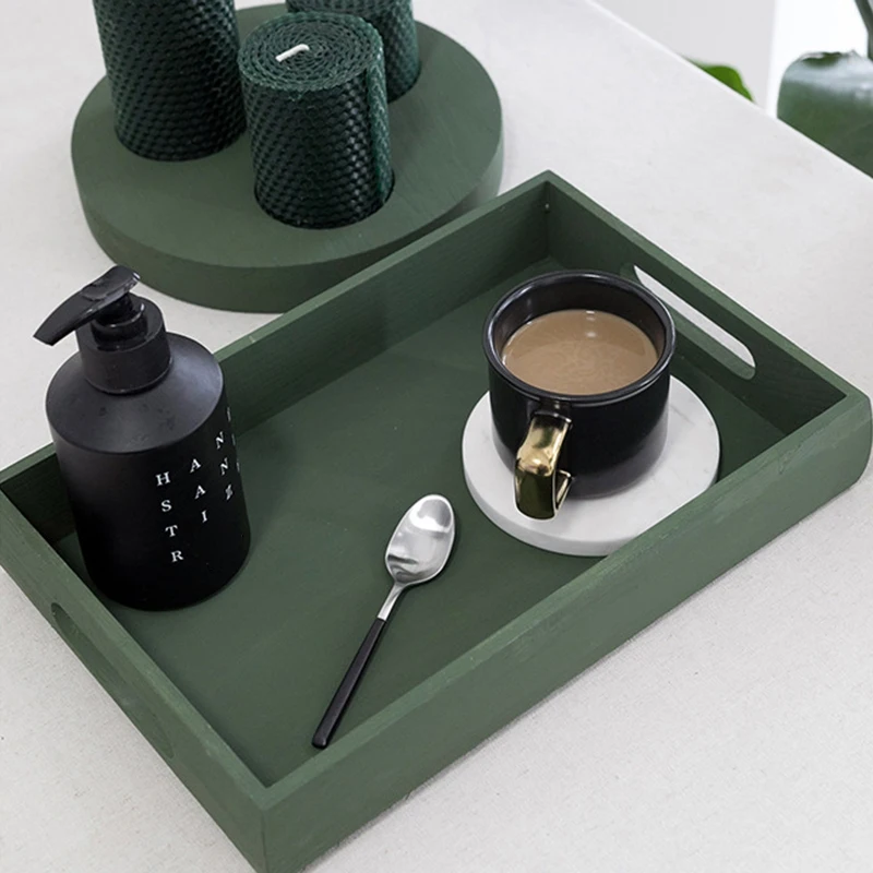 Rectangle Wooden Storage Tray Decoration Serving Trays With Handles For Home Party Breakfast Tea Desk Organizer | Дом и сад