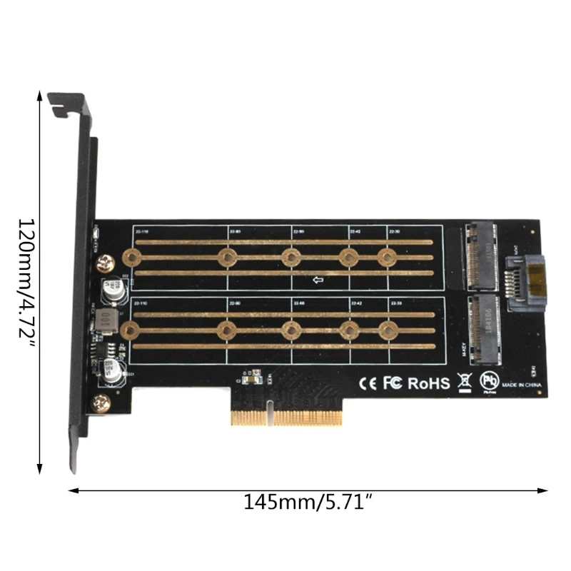 

Dual M.2 PCIe Adapter PCI-E Express 3.0 X4 to M.2 M+B Key 22110 2280 2260 2242 2230 Host Controller Expansion Card