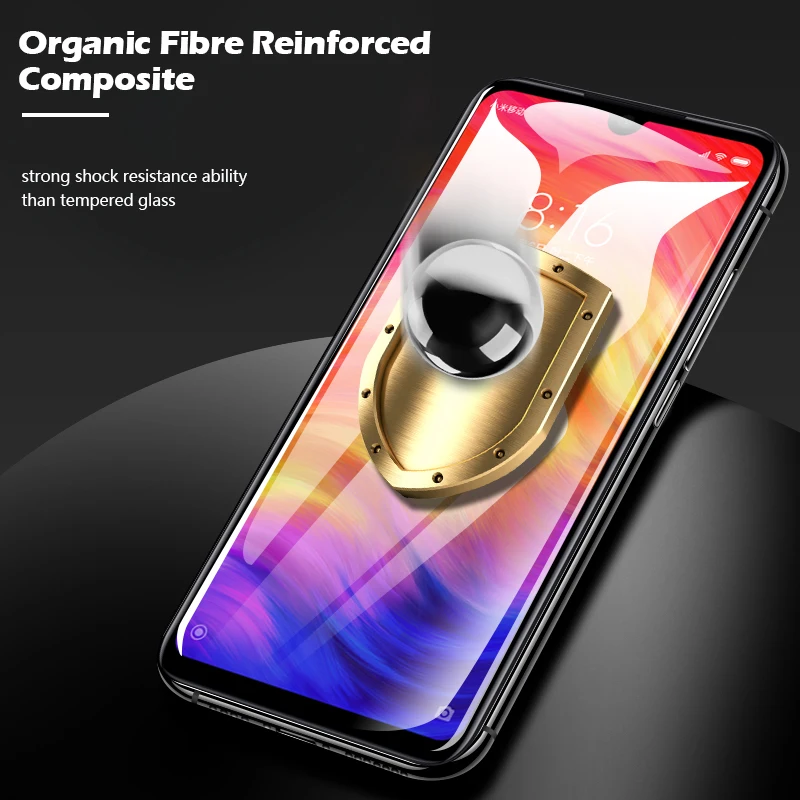 Защитное стекло 9H для Xiaomi Redmi Note 7 Защита экрана полное покрытие края