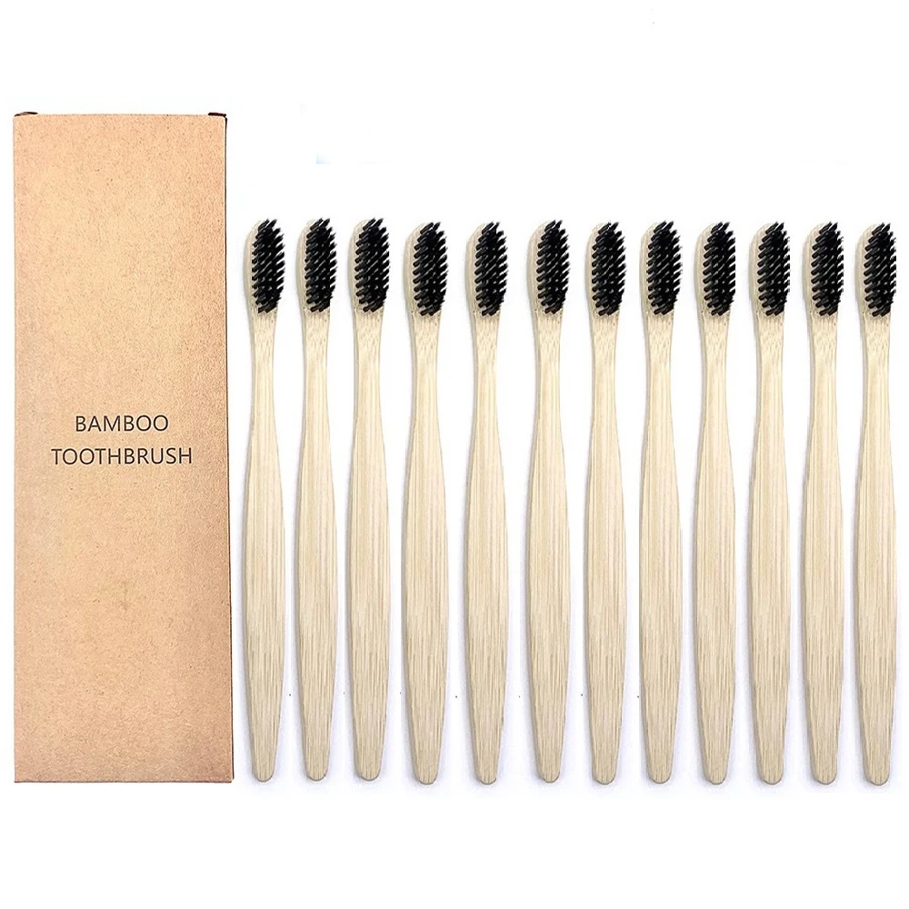 

20/50 шт., бамбуковые зубные щётки с мягкой щетиной