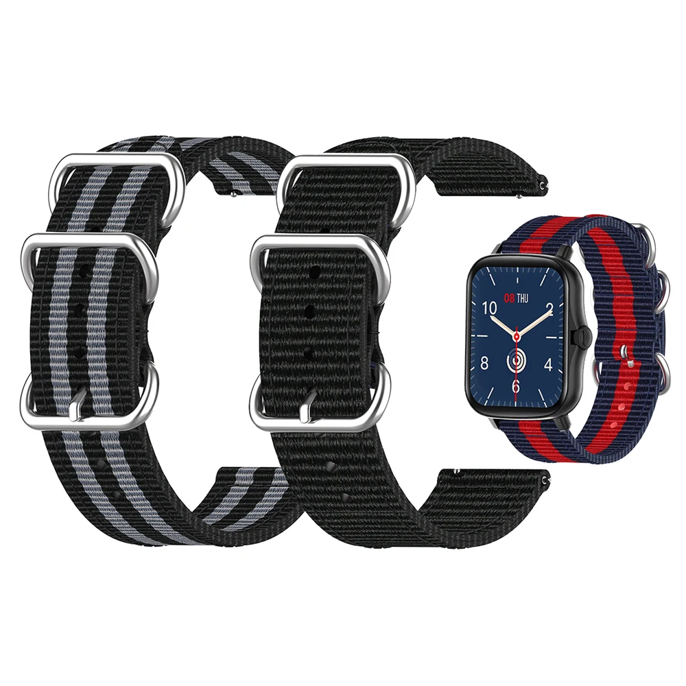 

Браслет для COLMI P8 Plus, серебряное кольцо с пряжкой, тканевый ремешок для COLMI P9 P12, нейлоновый ремешок для наручных часов, Сменные аксессуары