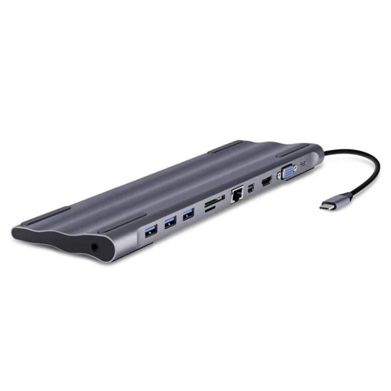 

HOT-11 In 1 Type C Docking Station Aluminum To HDMI Card Reader RJ45 PD For Charger Audio Support Expand Mode Usb C Hub