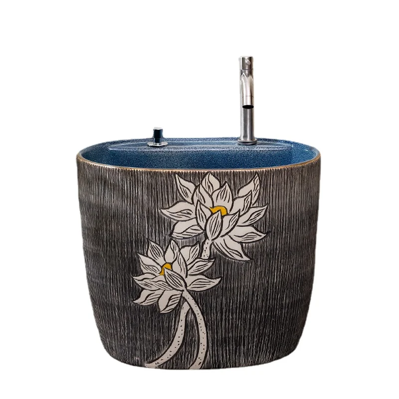 

Bathroom Mop Pool Retro Mop Pool Balcony Home Outdoor Courtyard Pier Ceramic Art Cloth Mop Basin