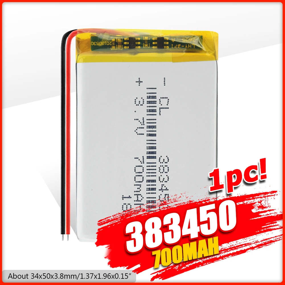 1/2/4 шт/уп PCB Защищенный 383450 700mAh литиевая батарея 3 7 V литий ионный полимерный