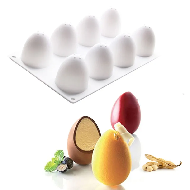 

8 Cavity Egg Mousse Dessert Mold 3D Silicone Art Cake Mould Baking Pastry Silikonowe Moule Chocolate Pan