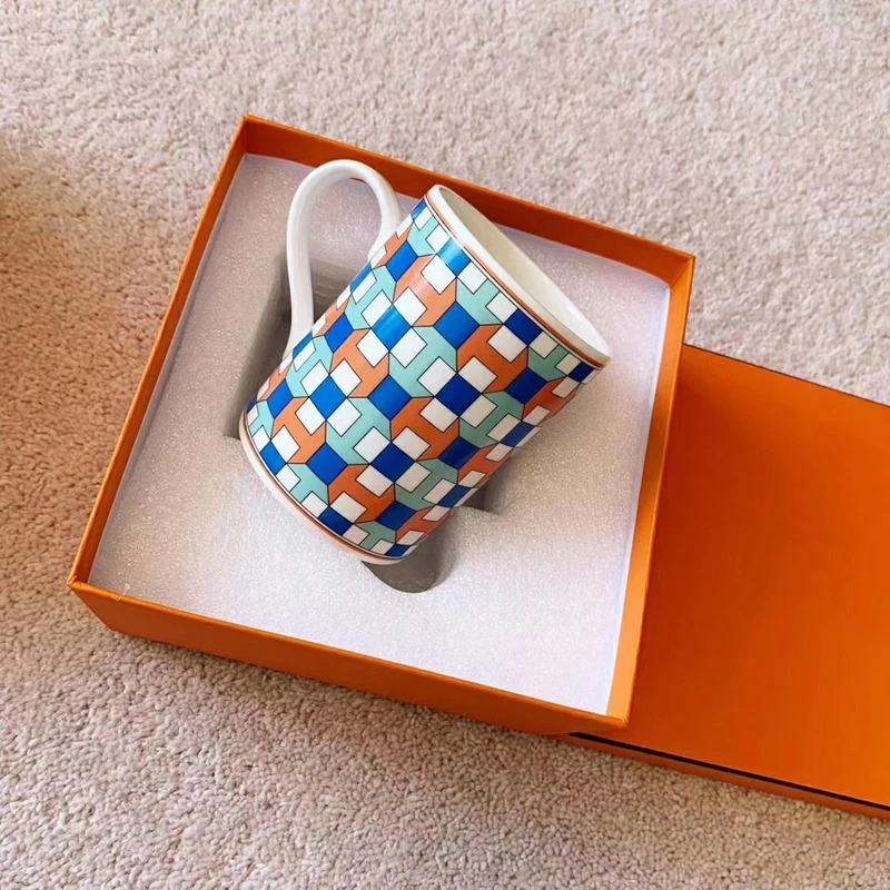Personalized Porcelain Coffee Mug Geometry Pattern Ceramic Tea Cup Travel Europe Kitchen Home Decor Luxury Wedding Birthday Gift | Дом и сад