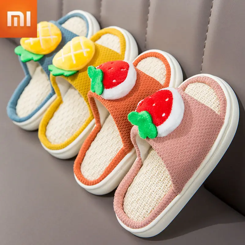 

Xiaomi Children's Linen Slippers Kids Breathable Air Mesh Cotton Hemp Indoor Home Shoes Cute Baby Soft Non-slip Slippers