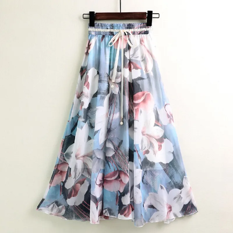 Женская шифоновая юбка в богемном стиле летняя пляжная с принтом облегающая