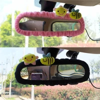 south koreas cute flower bee rearview mirror cover new cartoon mirror cover creative car lady interior accessories