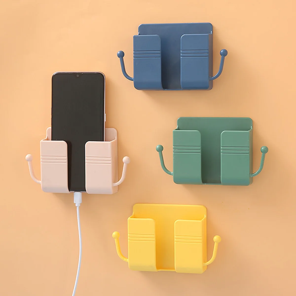 

Mobile Phone Wall Plug Charging Holder Air Conditioner TV Remote Control Storage Box Organizer Multifunction Rack Wall Mounted